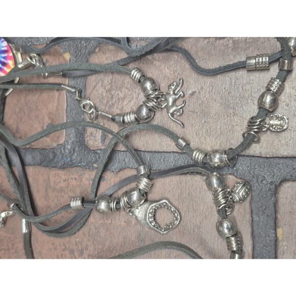 Vintage 90s Y2k Leather Charm Necklace Random Pack Of 12 - Picture 2 of 6